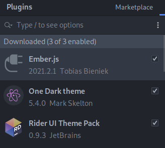 Downloaded Plugins, listed below